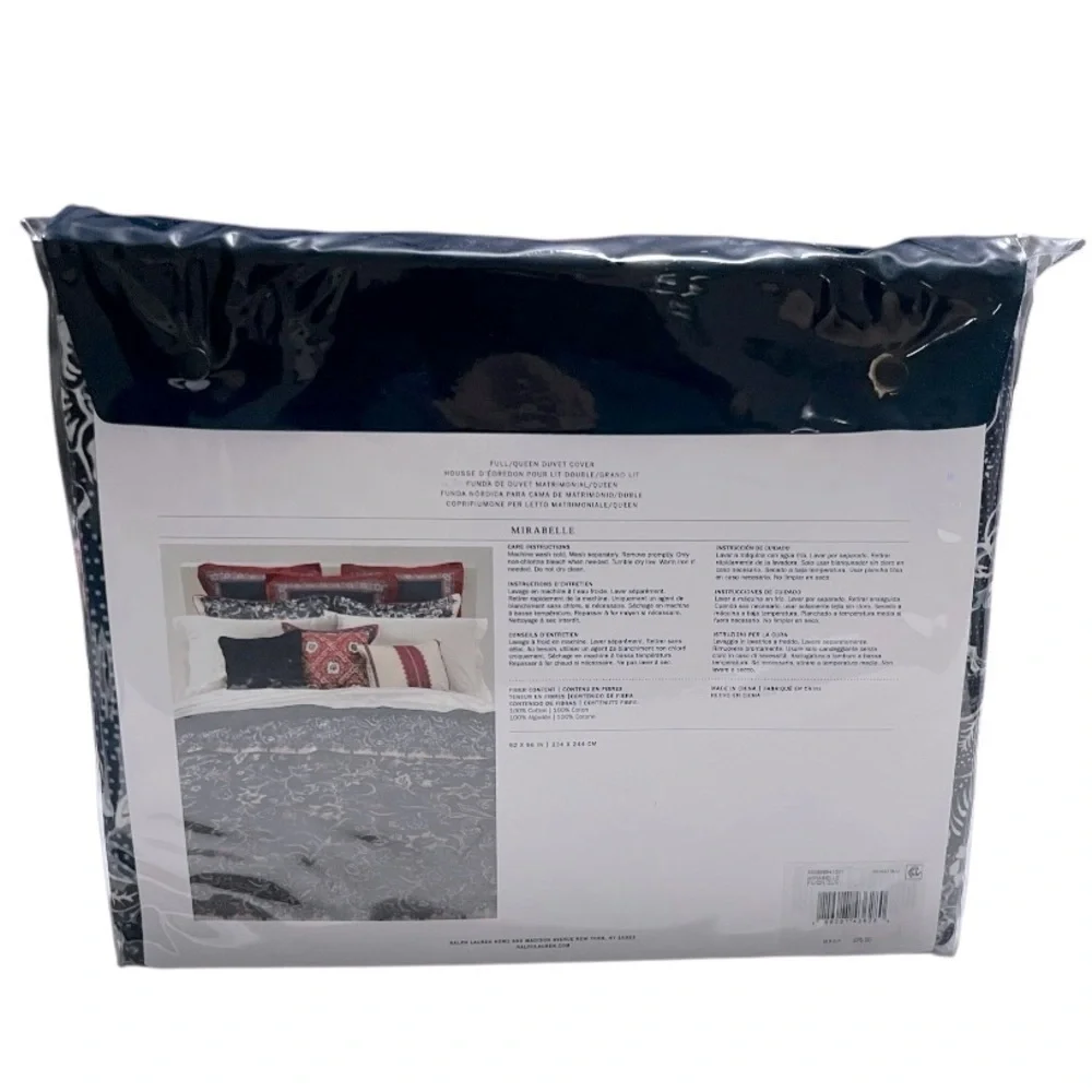 NEW Ralph Lauren Blue and White Paisley Duvet Cover Luxurious Bedding $375